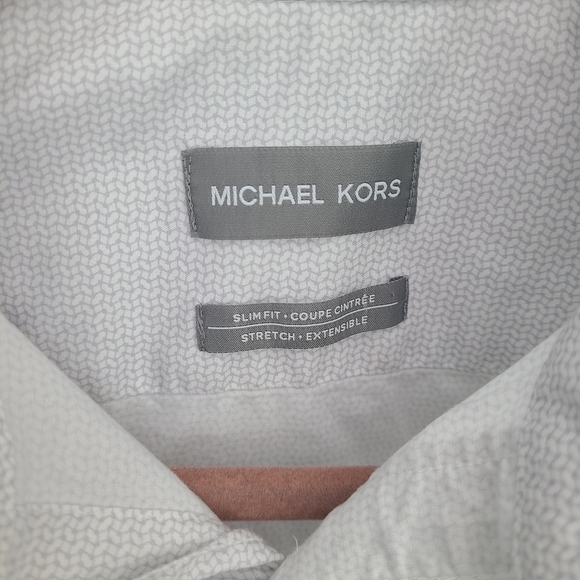 Michael Kors Men's White Button Down Long Sleeve Dress Shirt Size Medium - Picture 3 of 9